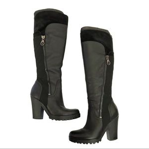 Guess Cayena Leather Suede Quilted Chunky Boots